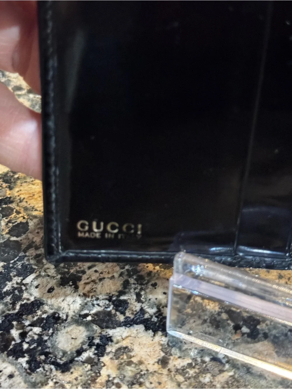Gucci Black Patent Leather Compact Wallet VINTAGE